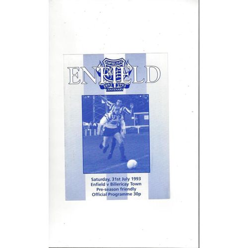 Enfield v Billericay Friendly Football Programme 1993/94