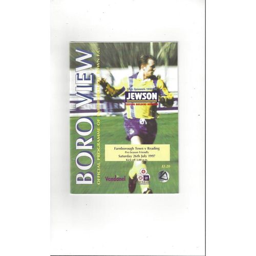 Farnborough Town v Reading Friendly Football Programme 1997/98