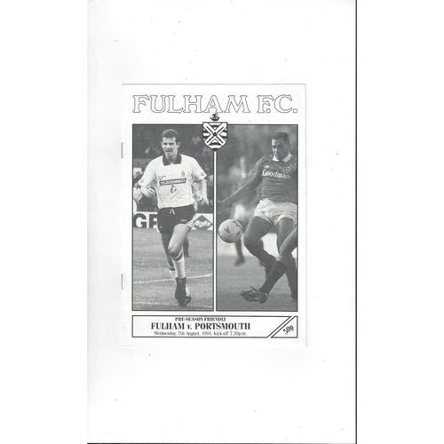 Fulham v Portsmouth Friendly Football Programme 1991/92