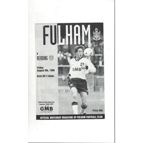 Fulham v Reading Friendly Football Programme 1996/97