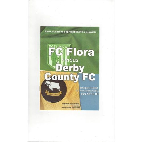 FC Flora v Derby County Friendly Football Programme 2001/02