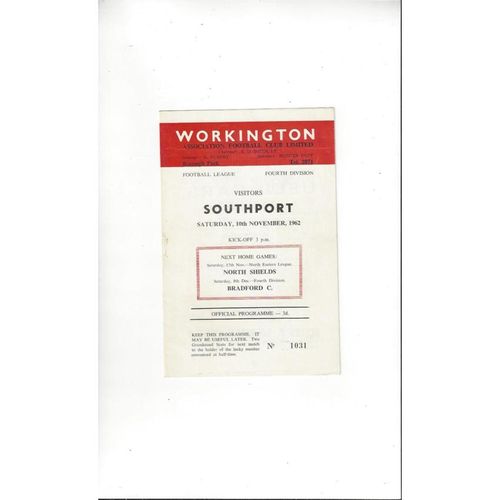 Workington Home Football Programmes