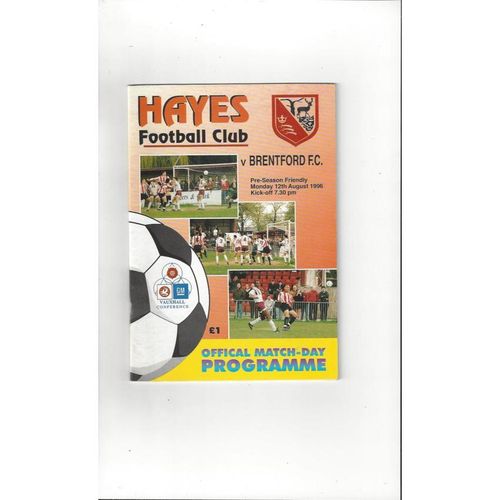 Hayes v Brentford Friendly Football Programme 1996/97