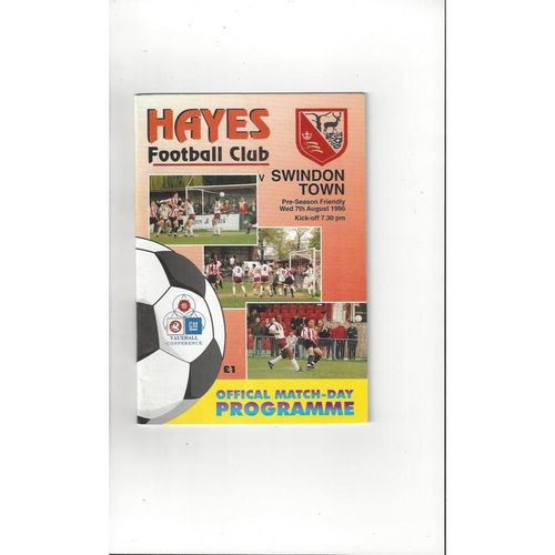Hayes v Swindon Town Friendly Football Programme 1996/97