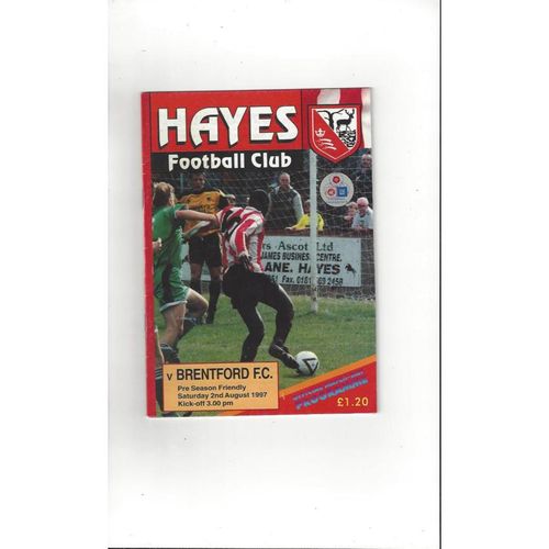 Hayes v Brentford Friendly Football Programme 1997/98