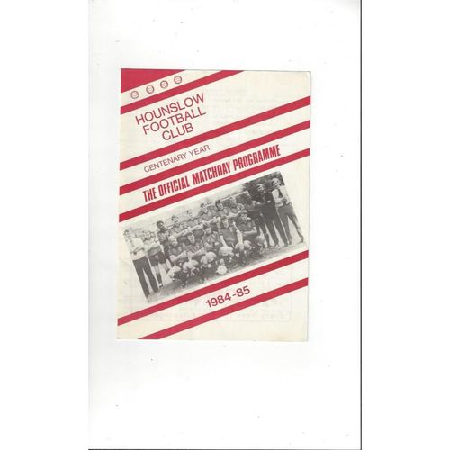 Hounslow v Ex Brentford Friendly Programme 1984/85