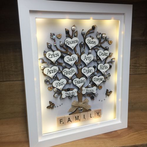Large “ pretty with pearls “ family tree frame