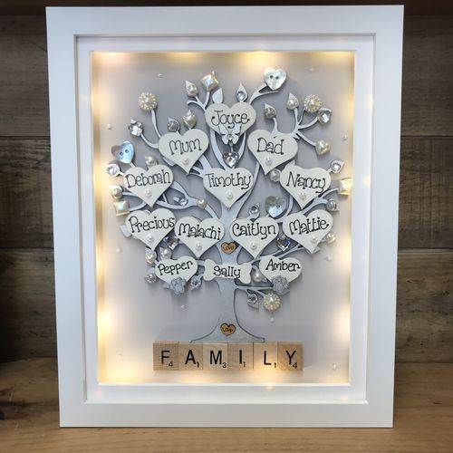 Large “ pretty with pearls “ family tree frame