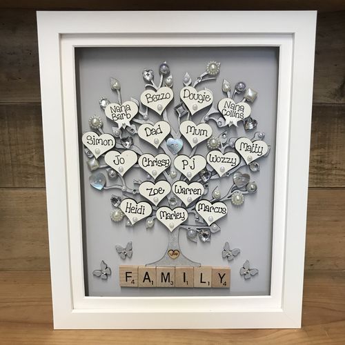 Large “ pretty with pearls “ family tree frame