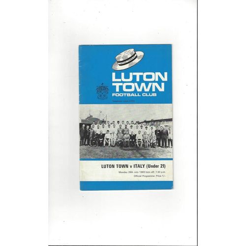 Luton Town v Italy U21 Friendly Football Programme 1969/70