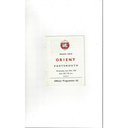 Leyton Orient v Portsmouth Friendly Football Programme 1969/70
