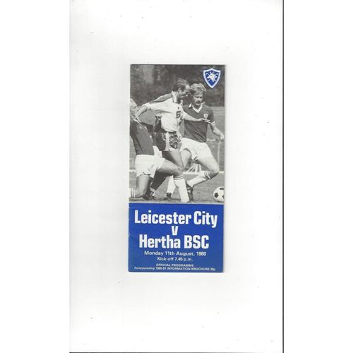 Leicester City v Hertha BSC Friendly Football Programme 1980/81