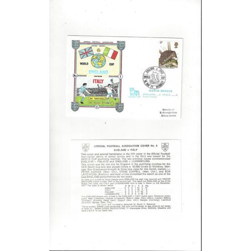 England v Italy Football First Day Cover + Card Insert 1977