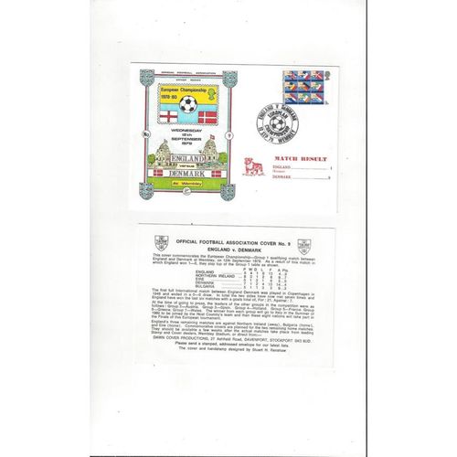England v Denmark Football First Day Cover + Card Insert 1979