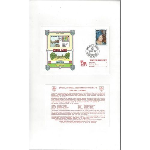 England v Norway Football First Day Cover + Card Insert 1980
