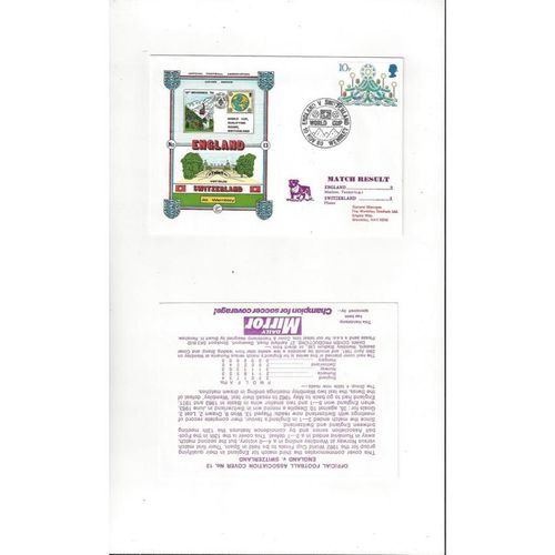 England v Switzerland Football First Day Cover + Card Insert 1981