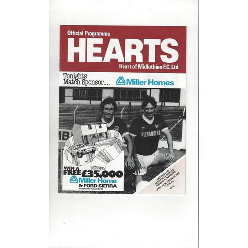 1982/83 Hearts v Rangers Scottish League Cup Semi Final Football Programme