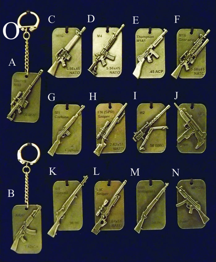 Dog Tag Gun Key Rings