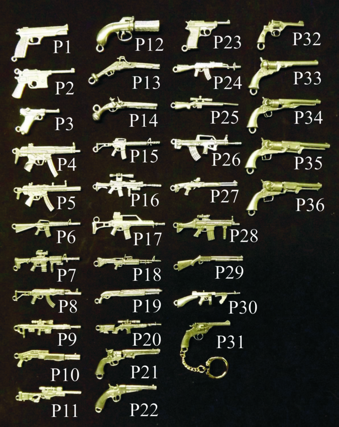 Pewter Military Miniature Gun Key Rings