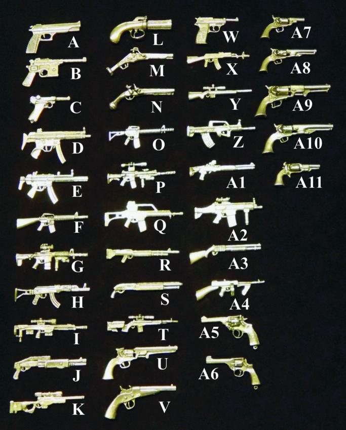 Pewter Military Miniature Gun Lapel Pins