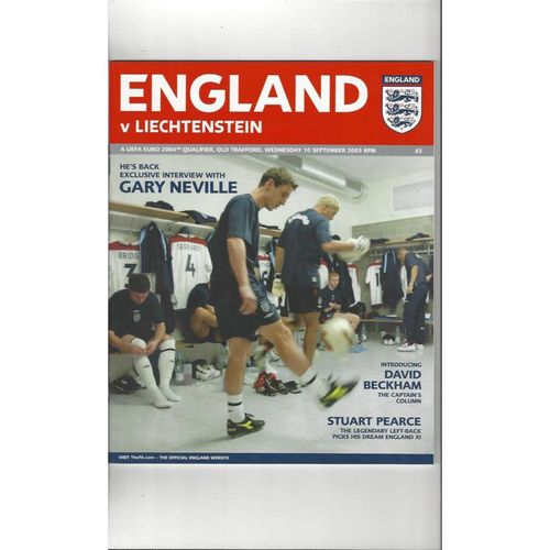 2003 England v Liechtenstein Football Programme