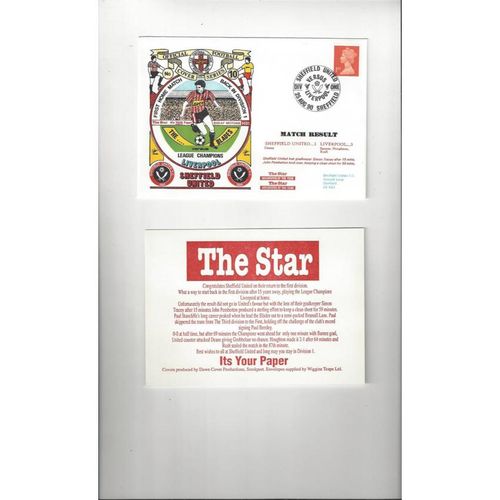 Sheffield United v Liverpool Football First Day Cover + Insert 1990