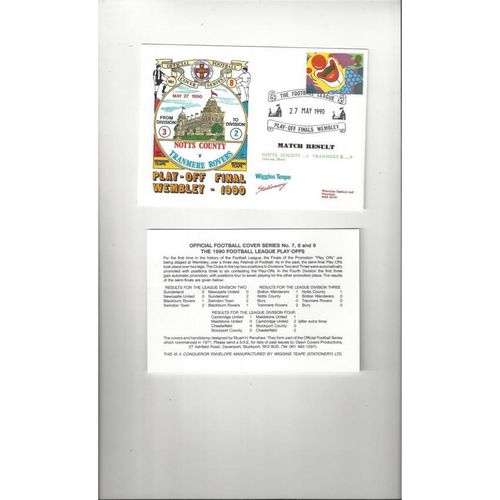 Notts County v Tranmere Play Off Final Football First Day Cover + Insert 1990