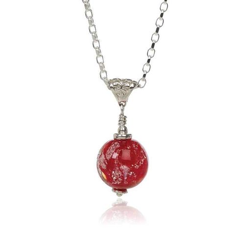 Red Cremation Glass Pendant