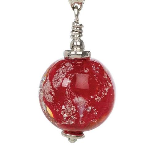 Red Cremation Glass Pendant