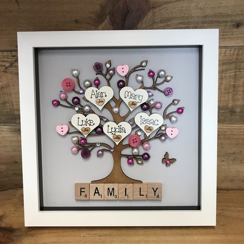 “Hearts & Buttons” Family Tree Frame