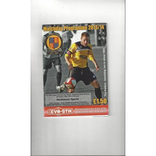 2013/14 Belper Town v Mickleover Sports Evo-Stik Play Off Football Programme