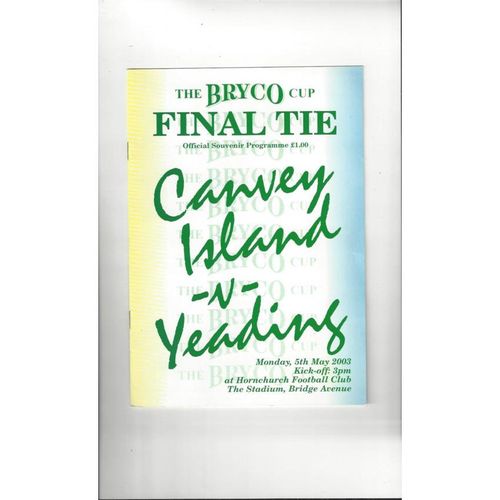 2003 Canvey Island v Yeading Bryco Cup Final Football Programme