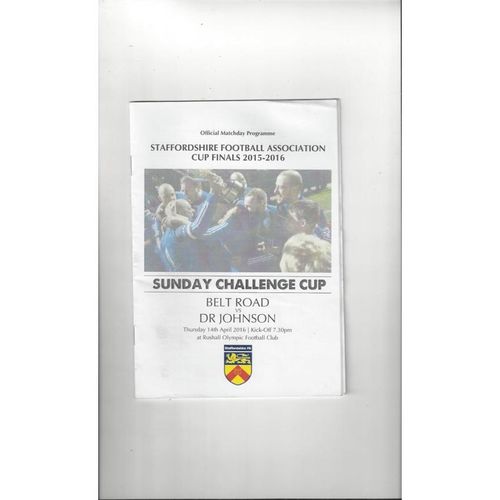 2015/16 Belt Road v Dr Johnson Staffordshire Sunday Cup Final Football Programme