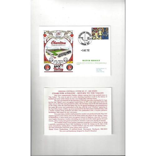 Charlton Athletic v Portsmouth Football First Day Cover + Insert 1992