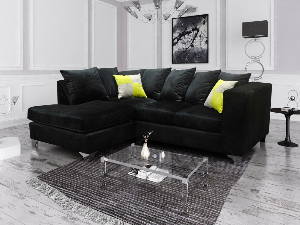 ELLA CORNER 2  SOFA IN BLACK FRENCH VELVET