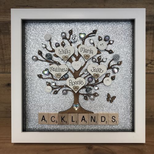 “Hearts & Buttons” Family Tree Frame