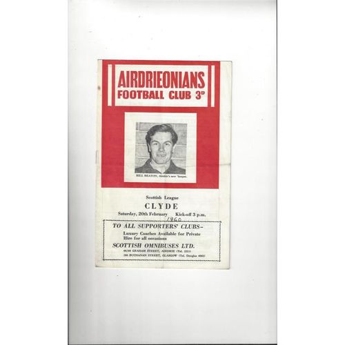 1959/60 Airdrie v Clyde Football Programme