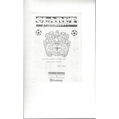 Burnley v Scunthorpe United Reserves Football Programme 1992/93