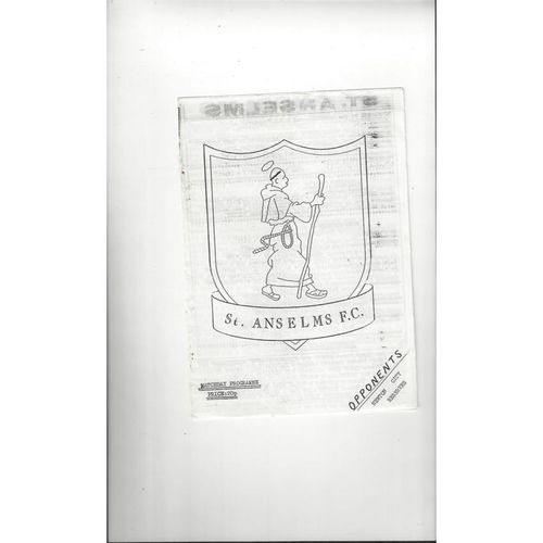 St Anselms v Newton City Reserves Football Programme 1989/90