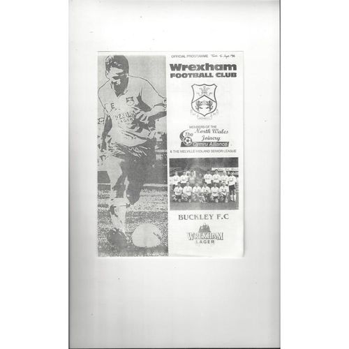 Wrexham v Buckley Reserves Football Programme 1993/94