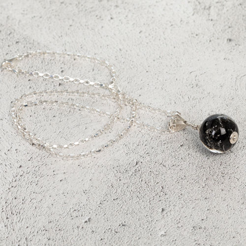 Black Cremation Glass Pendant