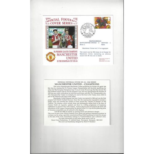 Manchester United v Honved European Cup Football Postal Cover + Insert 1993