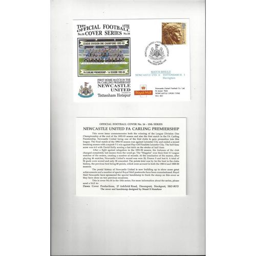 Newcastle United v Tottenham Hotspur Football Postal Cover + Insert 1993