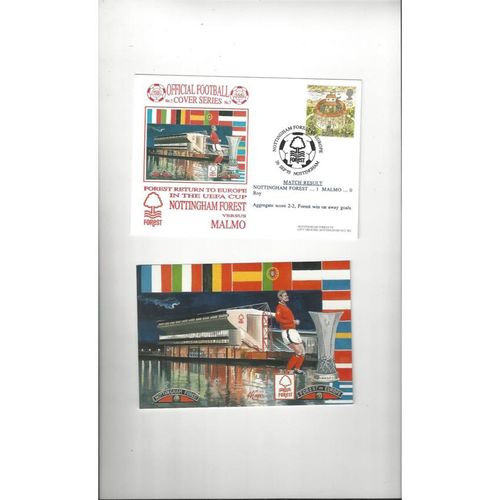 Nottingham Forest v Malmo UEFA Cup Football Postal Cover + Post Card 1995