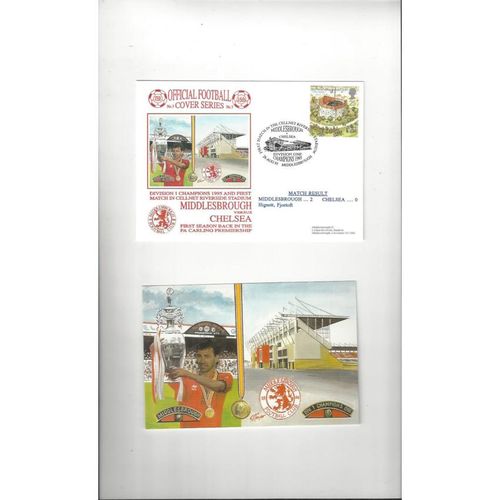 Middlesbrough v Chelsea Football Postal Cover + Post Card 1995