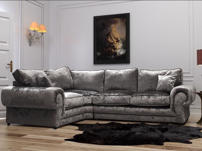TANGO 2 CORNER 1 SOFA IN BLACK/SILVER VELVET