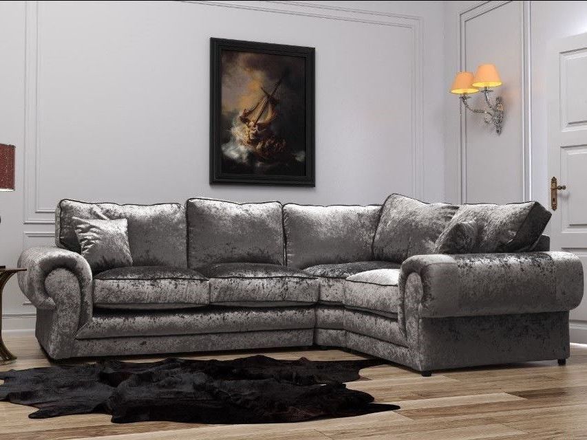 TANGO 2 CORNER 1 SOFA IN BLACK/SILVER VELVET