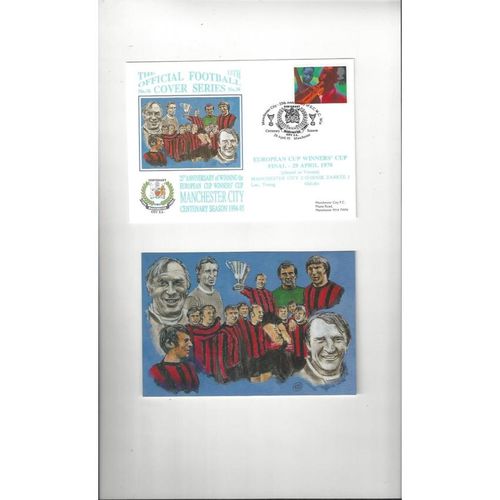 Manchester City v Gornik Football Postal Cover + Post Card 1995