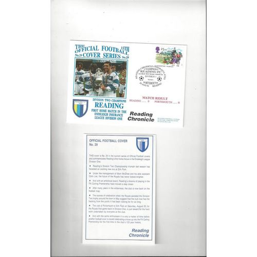 Reading v Portsmouth Football Postal Cover + insert 1994