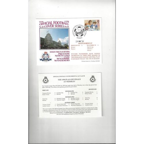 Preston v Wycombe Wanderers Play Off Final Football Postal Cover + insert 1994